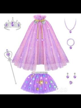 Sparkling Purple Princess Cape and Skirt Set Costume